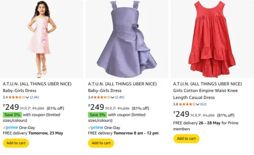 Image of A.T.U.N. (ALL THINGS UBER NICE) Girl's Dress minimum 80% Discount