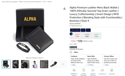 Image of Alpha Premium Leather Mens Black Wallet