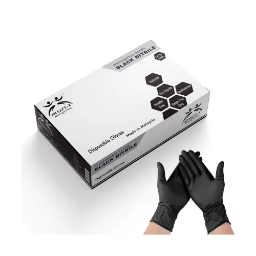 Image of AM Safe x Nitrile Powder-Free Gloves Black PO30
