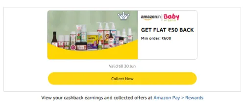Image of Amazon Offer: Flat ₹50 Cashback on Baby Organo Shopping
