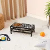 Amazon Basic Pet Feeder | Stainless Steel Food & Water Bowls with Iron Stand |Medium Size (900 ml x 2 Bowl) (Black).