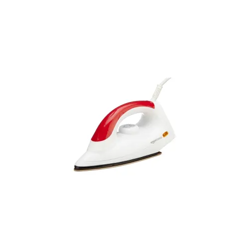 Image of Amazon Basics 1000 Watt Dry Iron with Non-Stick Soleplate (Red and White)