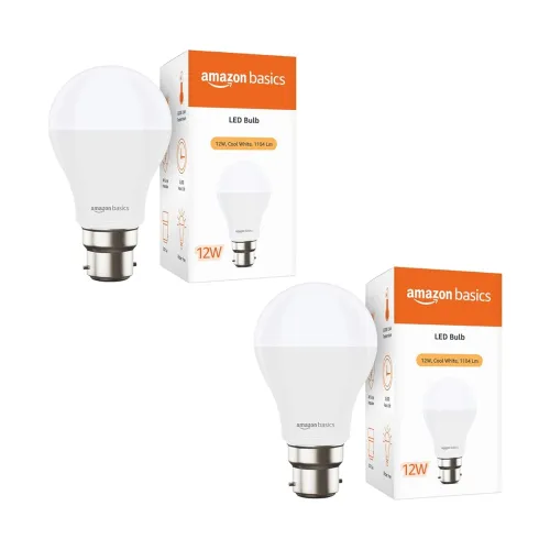 Image of amazon basics - 12W LED Bulb, Cool White (Base B22, Pack of 2).