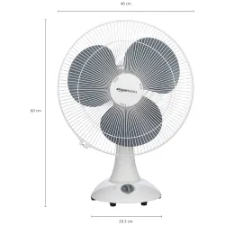 amazon basics 16-Inch Table Fan | Tilting Head | 1400 RPM | Silent Operation | 400mm Sweep Length (Grey) .