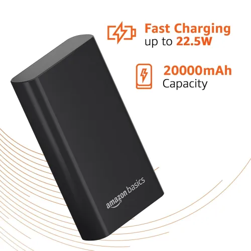 Image of amazon basics 20000 Mah 22.5W Fast Charging Power Bank with Cable |