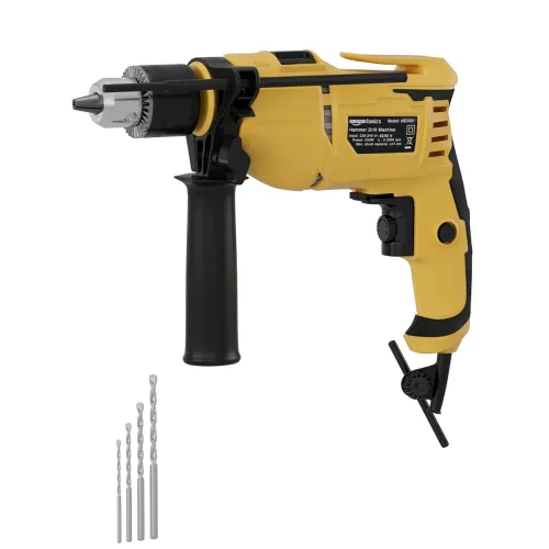 Image of amazon basics 550W 13Mm Corded Variable Speed Reversible Power Hammer Drill Machine, Yellow