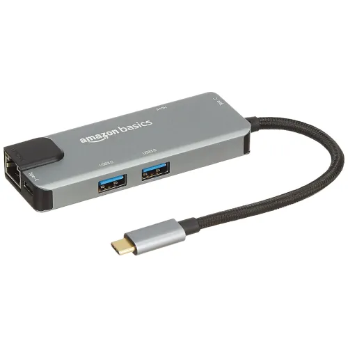 Image of Amazon Basics 6-in-1 USB-C Hub (LAN, HDMI, Type-C, USB 3.0) 