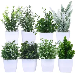 amazon basics Artificial Plants with Pot| Multi Variety | (Pack of 8)