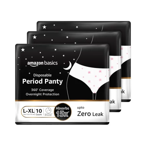 Image of Amazon Basics Disposable Period Panties| L-XL |30 Count (10 x Pack of 3)