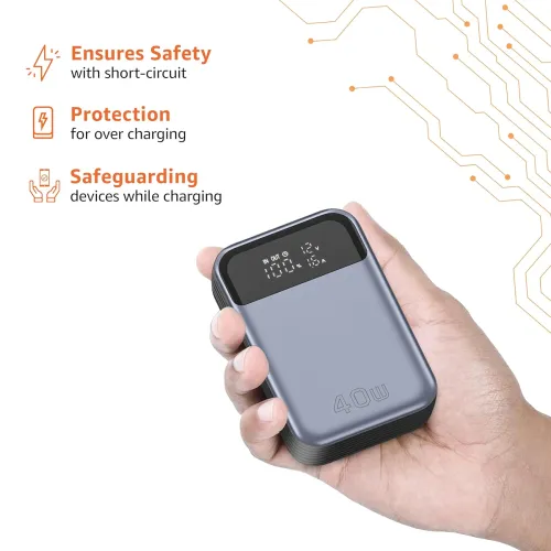Image of Amazon Basics Dual Output 10000mAh Power Bank|USB Type C, USB Type A|PD20W + 20W|.