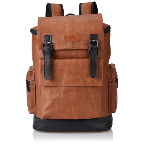 Image of Amazon Basics Faux Leather Laptop Backpack