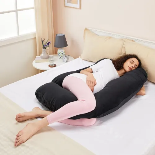 Image of Amazon Basics Full Body J-Shaped Pregnancy Pillow