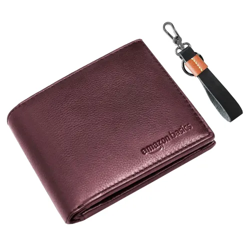 Image of amazon basics Genuine Leather Wallet , Keyring