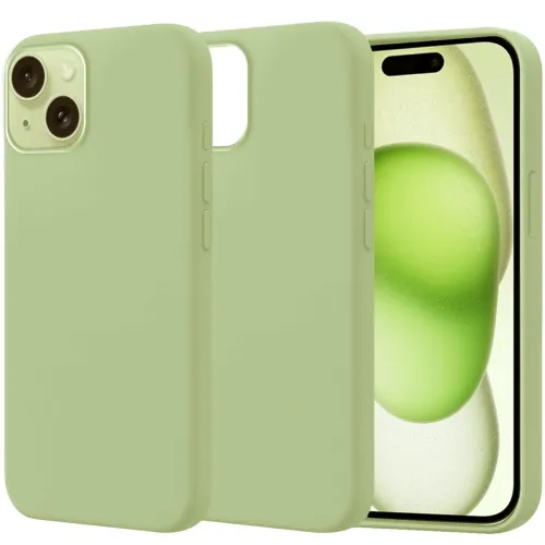 Image of amazon basics Liquid Silicone Case for iPhone 15 Plus Back Case Cover Green