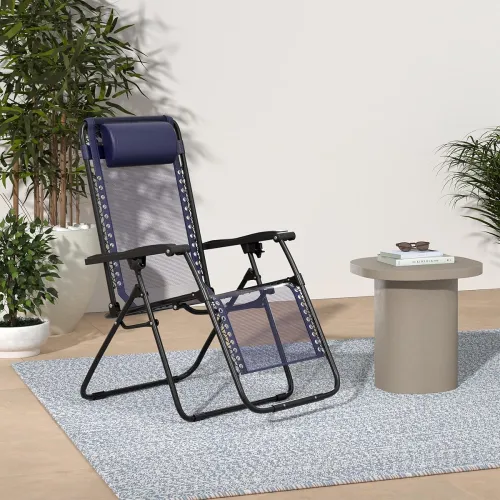 Image of Amazon Basics Outdoor Textilene Adjustable Zero Gravity Folding Reclining Lounge Chair