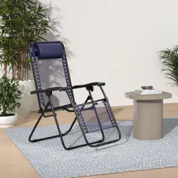 Amazon Basics Outdoor Textilene Adjustable Zero Gravity Folding Reclining Lounge Chair