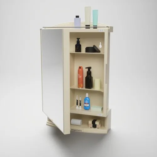 Image of Amazon Basics Plastic Multipurpose Wall-Mounted Storage Cabinet with Mirror