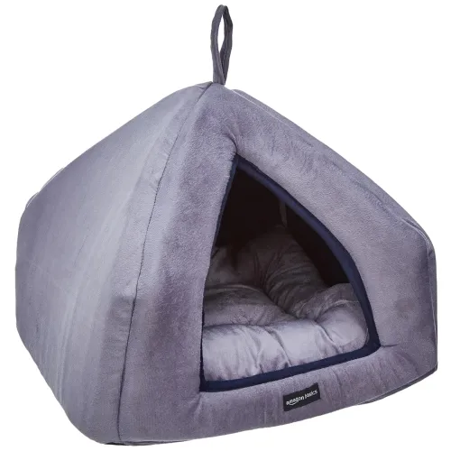 Image of Amazon Basics Premium Soft Velvet Pet Hut House | For Cats, Kittens and Small Dogs |