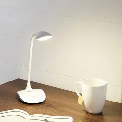 Amazon Basics Sleek Rechargeable LED Table Lamp, 8W, Dimming, White, Pack of 1 .
