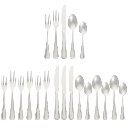 Image of Amazon Basics Stainless Steel Flatware Set 20-Piece