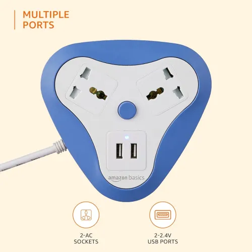 Image of amazon basics Two-Way Triangle Surge Protector 1.5-Metre Cord 