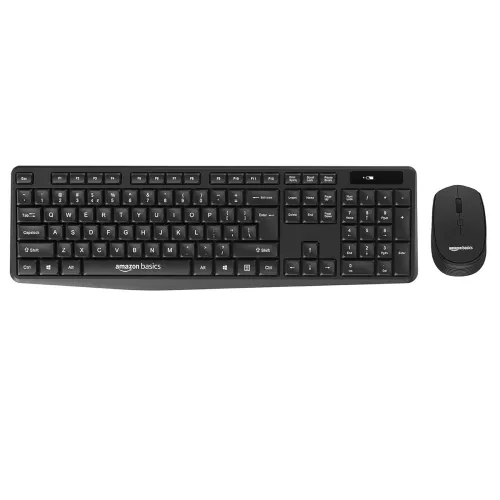 Image of Amazon Basics USB Wireless Keyboard and Mouse Set with Nano Receiver