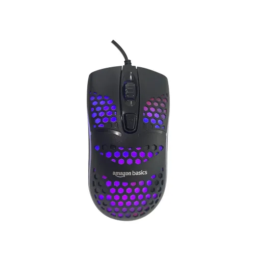 Image of amazon basics Wired Gaming Mouse with Rainbow Backlight I 4 preprogrammed Buttons