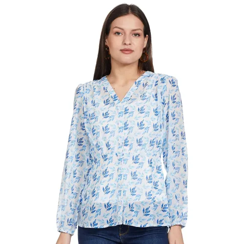 Image of Amazon Brand - Eden & Ivy Women's Georgette V-Neck Long Sleeve Regular Fit Shirt Top