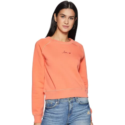 Image of Amazon Brand - Eden & Ivy Women's Cotton Blend Round Neck Regular Fit Crop length Sweatshirt 