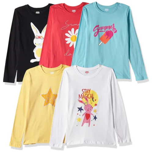 Image of Amazon Brand Girls Cotton Printed Regular Fit Long Sleeve T-Shirt po5