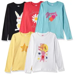 Amazon Brand Girls Cotton Printed Regular Fit Long Sleeve T-Shirt po5