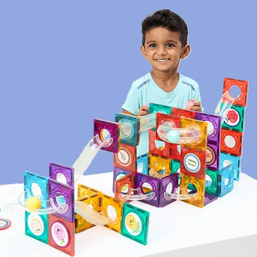 Image of Amazon Brand -Jam & Honey 116 Pieces Magnetic Tiles for Kids