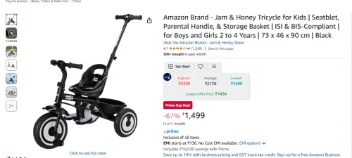 Image of Amazon Brand - Jam & Honey Tricycle for Kids