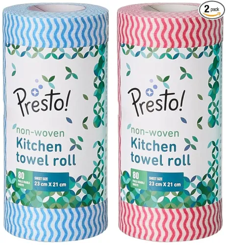 Image of Amazon Brand - Presto! Non-Woven Kitchen Towel Roll 80 Pulls