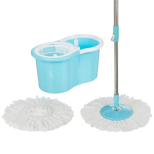 Image of Amazon Brand- Presto! Spin Mop, Oval Bucket with Plastic Basket, 2 Refills