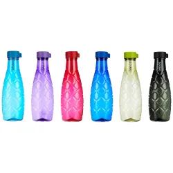 Amazon Brand - Solimo 1 Lt Water Bottle | Multicolor | Set Of 6 (Xing) - Polyethylene Terephthalate