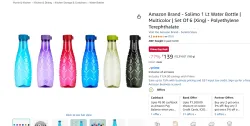 Amazon Brand - Solimo 1 Lt Water Bottle Set 6