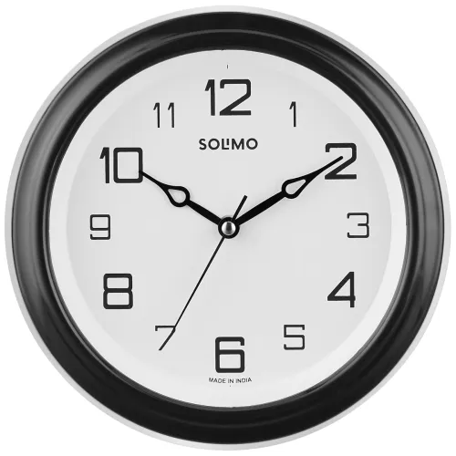 Image of Amazon Brand - Solimo Abstract Wall Clock | Round | Plastic | 8 Inch | Black - Analog