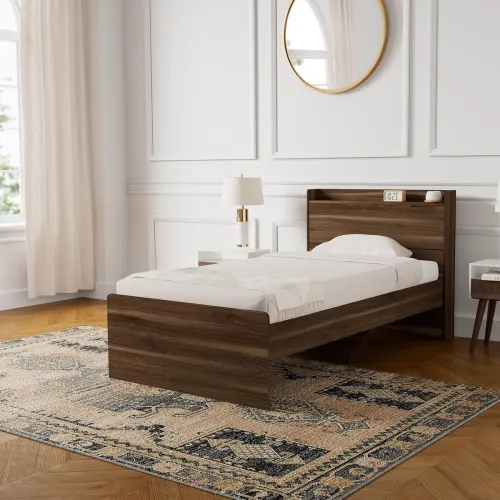 Image of Amazon Brand - Solimo Ashburn Engineered Wood Single Bed with Headboard Storage
