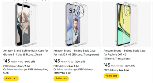 Image of Amazon Brand-Solimo Basic Case starting @ ₹43