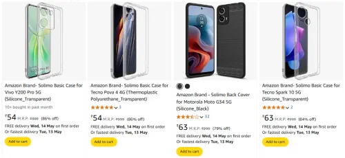 Image of Amazon Brand- Solimo Basic Case Transparent Cover Starting At ₹54