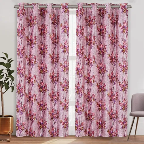 Image of Amazon Brand - Solimo Capriccio Polyester Curtains - Long Door 9ft (Pack of 2)