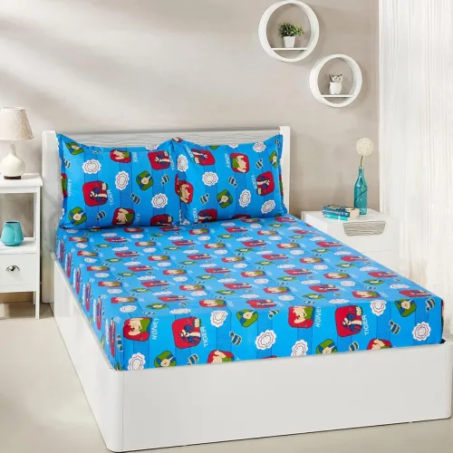 Image of Amazon Brand - Solimo Cartoon 120 TC Cotton Double Bedsheet