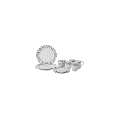 Image of Amazon Brand - Solimo Ceramic Checkered 16 Piece Dinner Set