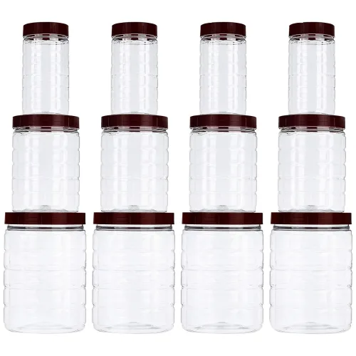 Image of Amazon Brand - Solimo Checkered Airtight Jar Set Of 12