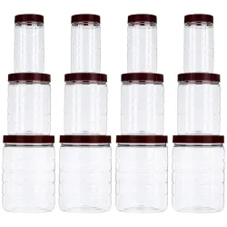 Amazon Brand - Solimo Checkered Airtight Jar Set Of 12