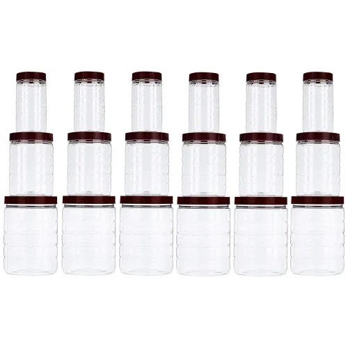 Image of Amazon Brand - Solimo Checkered Jar Container Set of 18