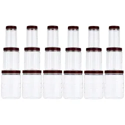Amazon Brand - Solimo Checkered Jar Container Set of 18