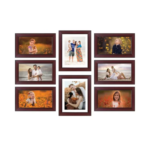 Image of Amazon Brand - Solimo Collage Set of 8 Rosewood Photo Frames
