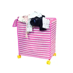 Amazon Brand - Solimo Collapsible Laundry Basket with Wheels